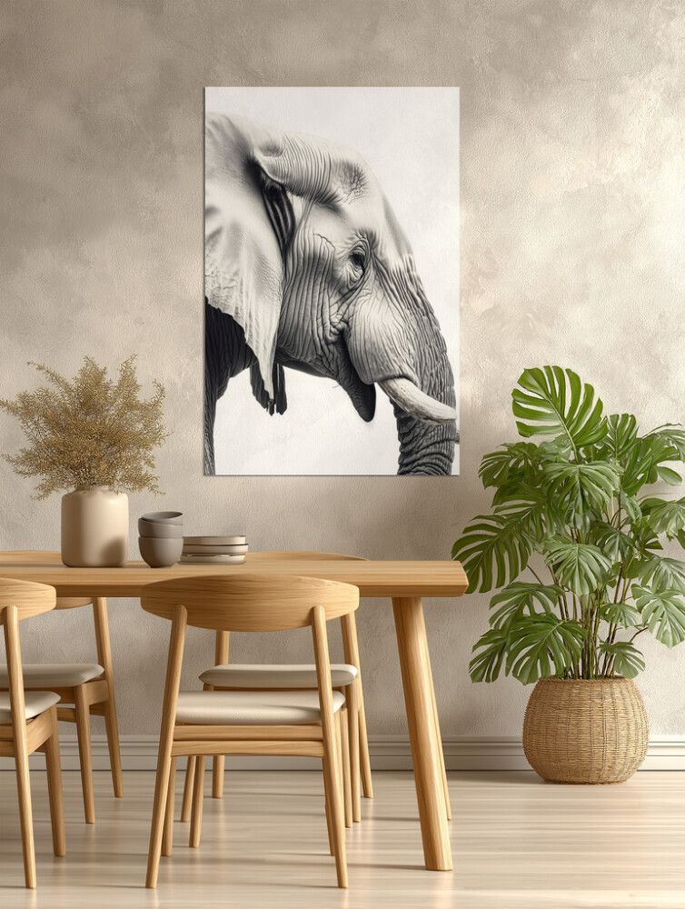 Hljóðvistarmynd fíll svarthvítur 1220x1800x20 mm InEx