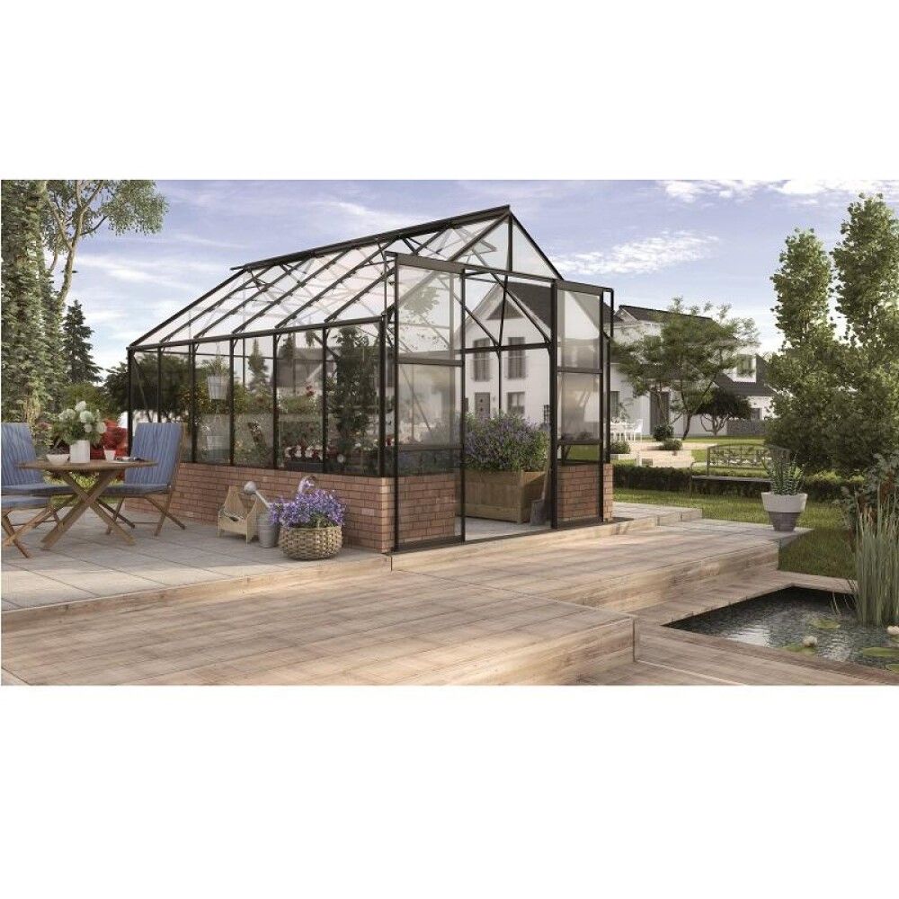 Gróðurhús Cassandra 9,9 m² svart 3 mm hert gler