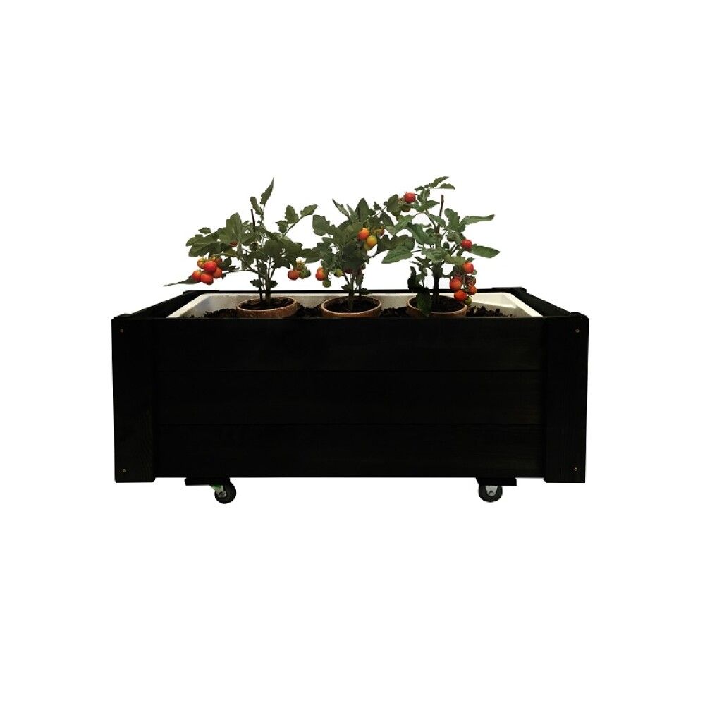 Trjáskjól með hjólum svart Garden Life