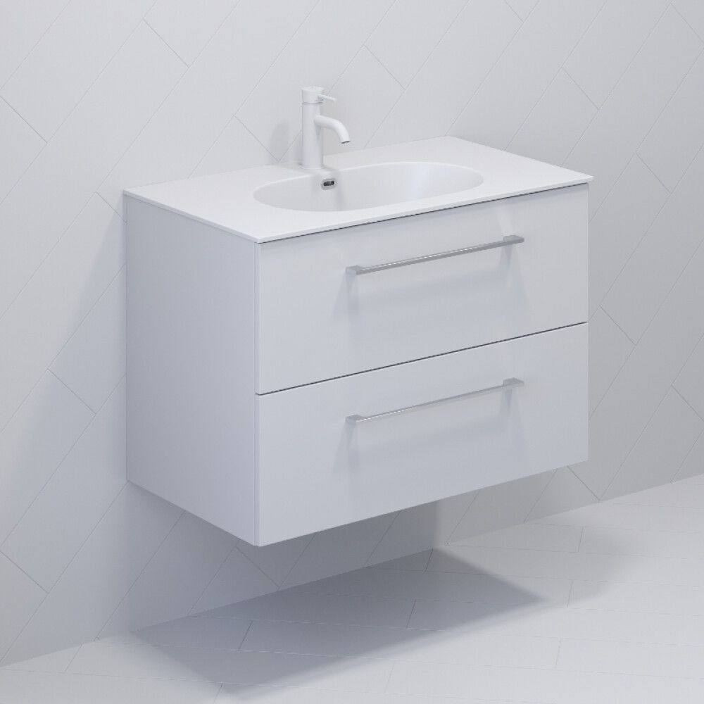 Handlaugarskápur 80 cm Camargue Nord 2S matt hvítur