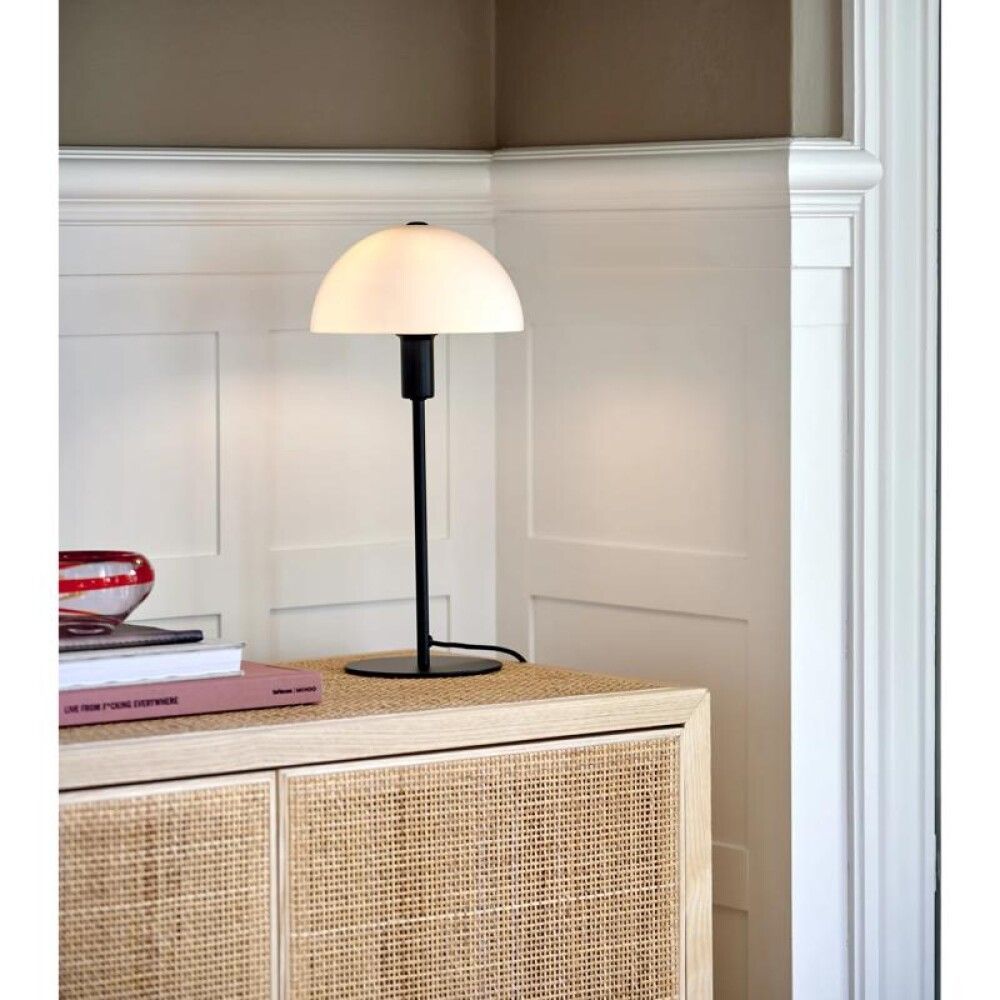 Borðlampi E14 Ellen svartur/ópal Ø20 cm