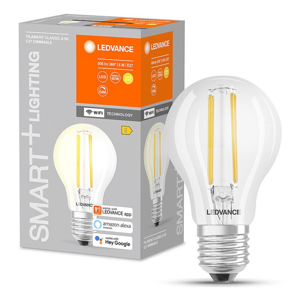 Snjallpera LED E27 2700K Ledvance Smart+ 6W Ø60 mm