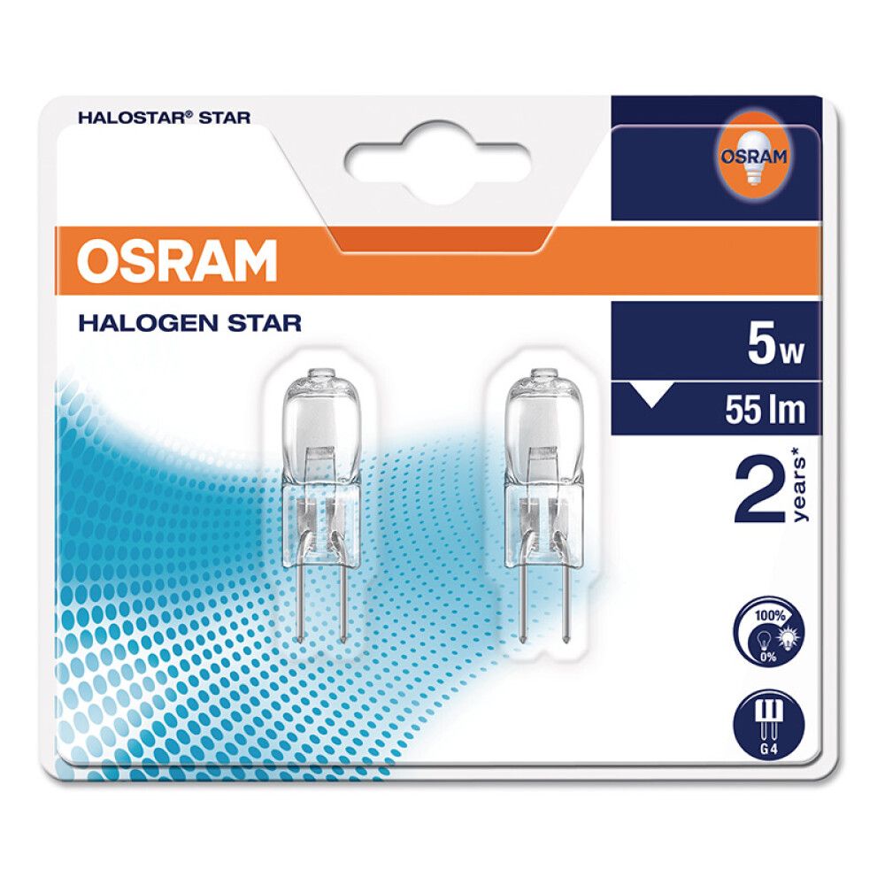 Halogen pera G4 2700K Osram 5W Ø10 mm 2 stk