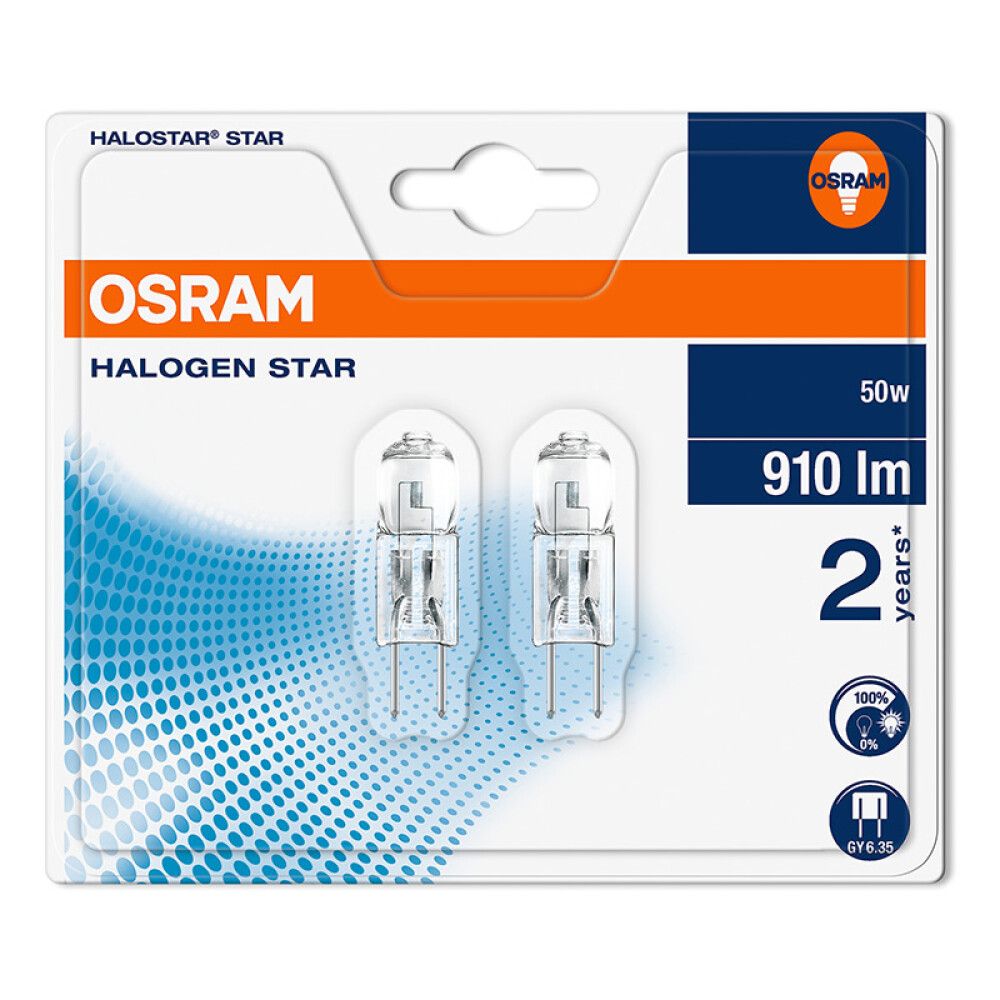Halogen pera GY6.35 3000K Osram 50W Ø12 mm 2 stk