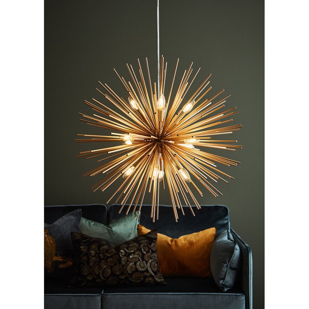 Hangandi ljós 12xE14 Soleil Ø72 cm gyllt