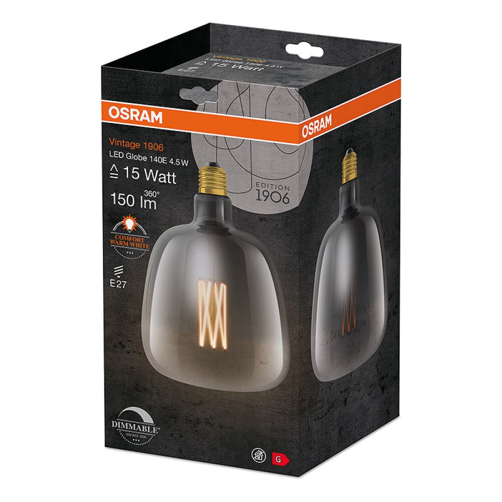 Skrautpera LED E27 Osram 1906 4,5W reykt