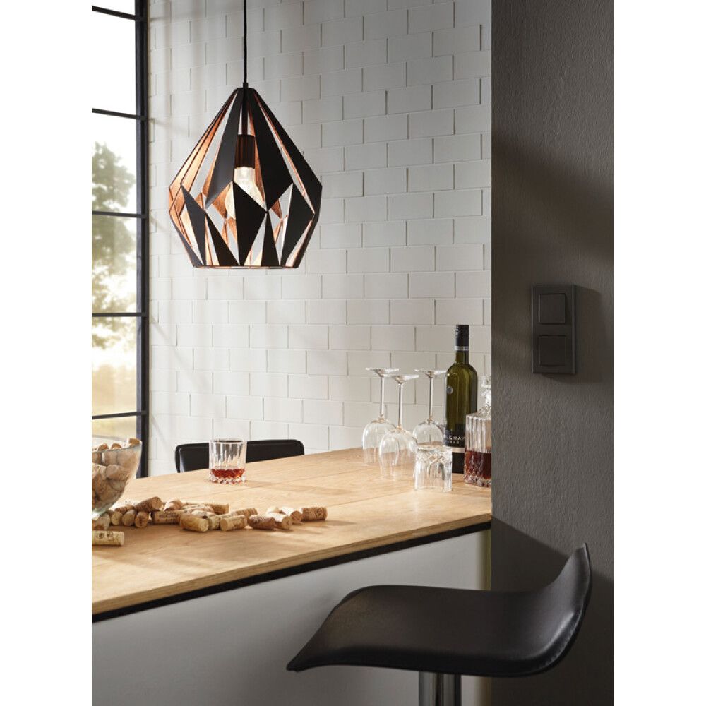 Loftljós Carlton, E27, 60W frá Eglo, þv.31 cm, svart/kopar