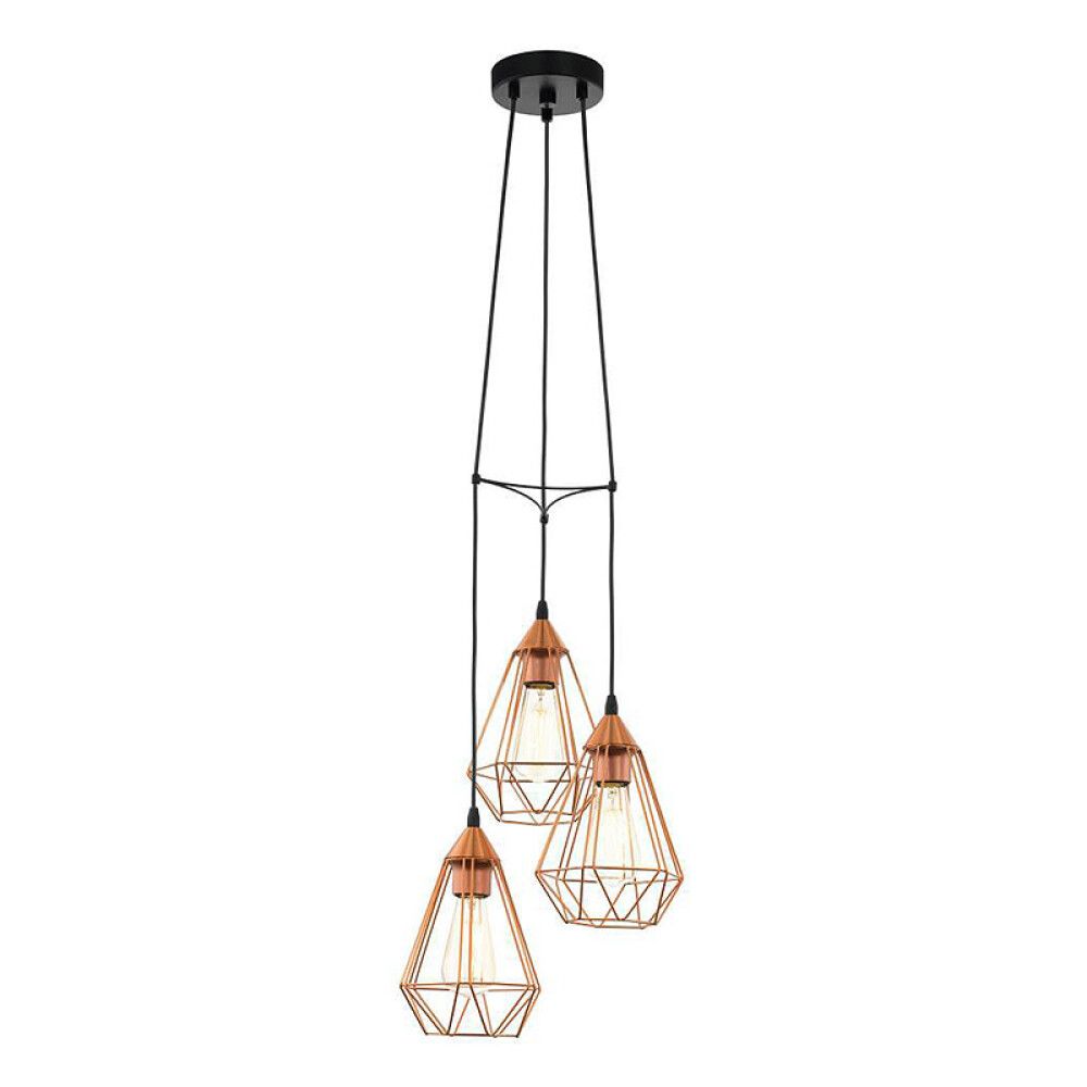 Hangandi ljós 3xE27 Tarbes kopar