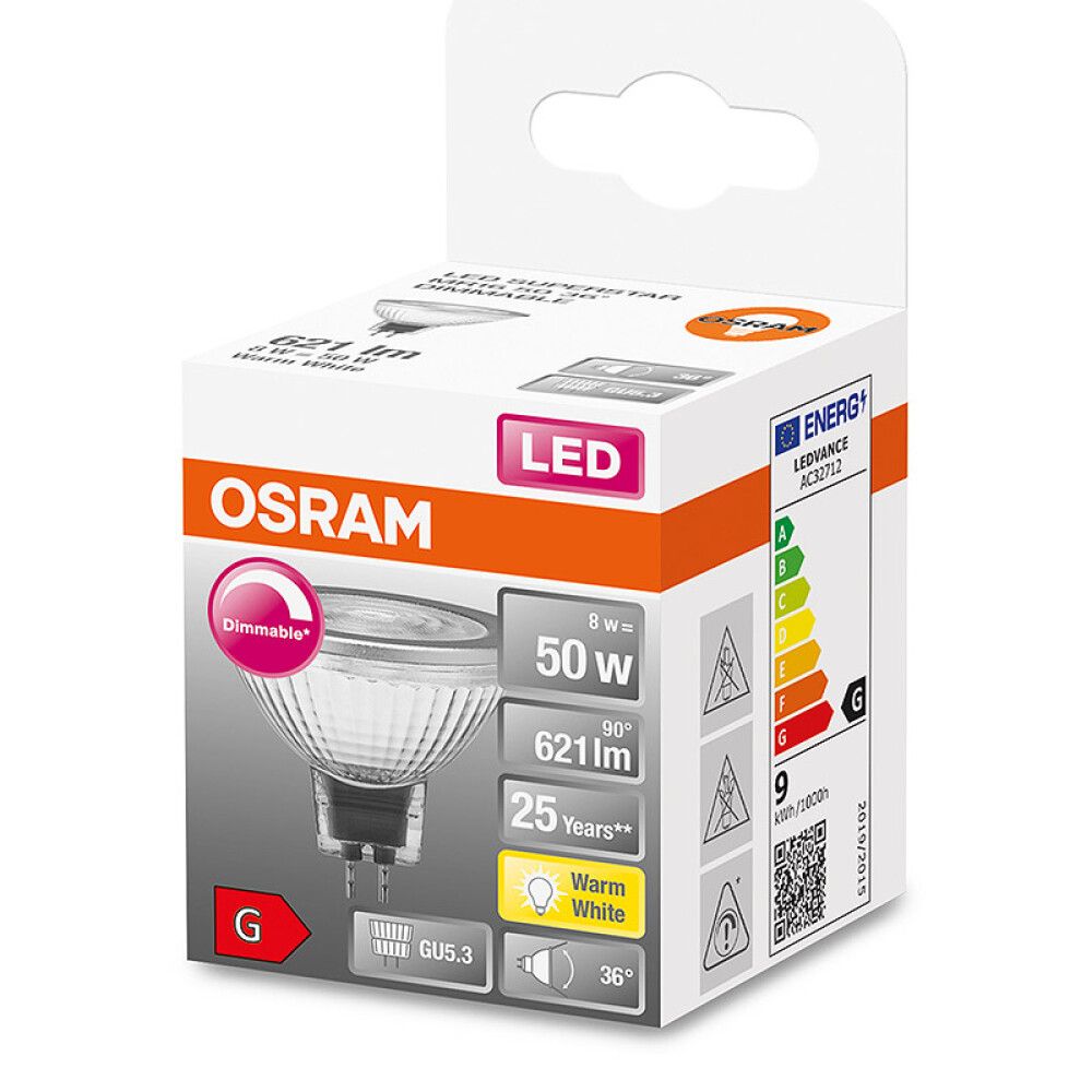 Kastarapera LED GU5.3 2700K Osram 7,8W Ø51 mm