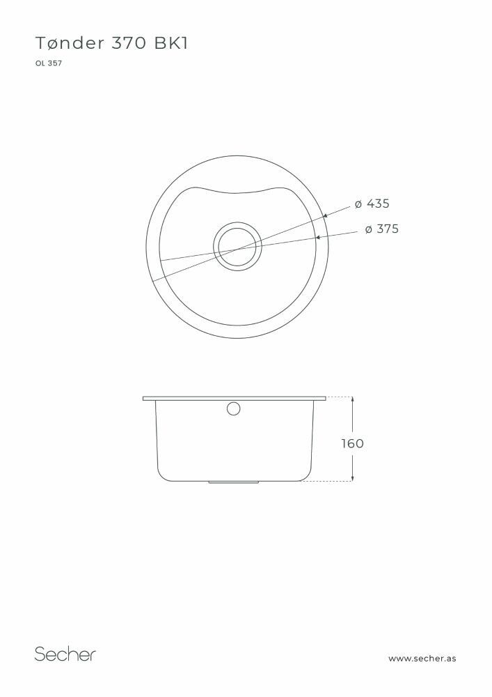 Stálvaskur einfaldur Ø435 mm Oulin