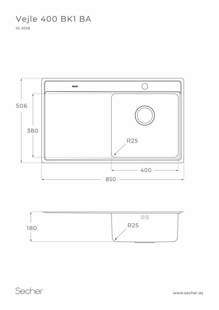 Stálvaskur með vaskaborði 850x506 Oulin