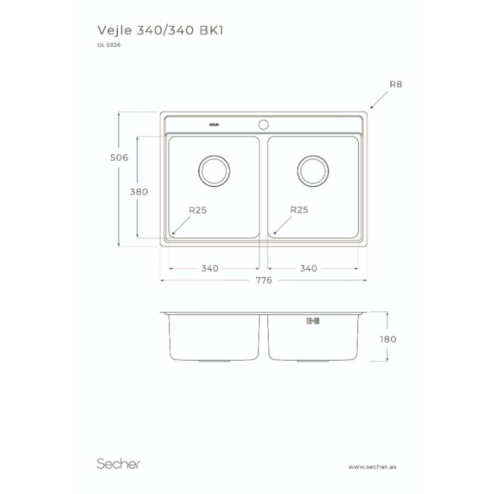 Stálvaskur tvöfaldur 760x506 mm Oulin