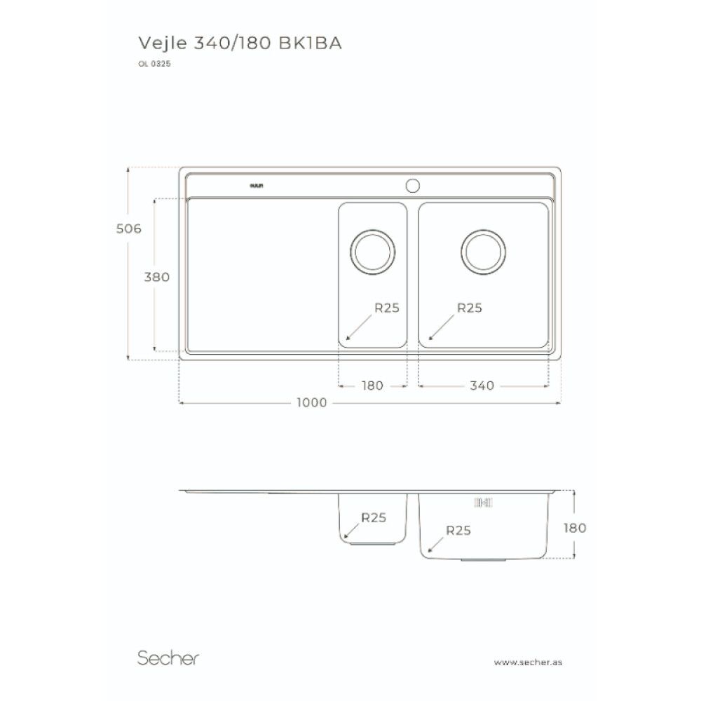 Stálvaskur 1½ hólf 1000x506 mm Oulin