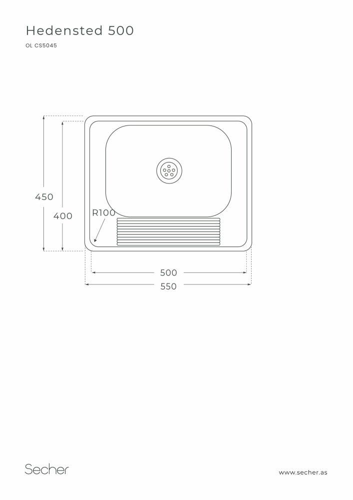 Skolvaskur vegghengdur 505x455 mm Oulin