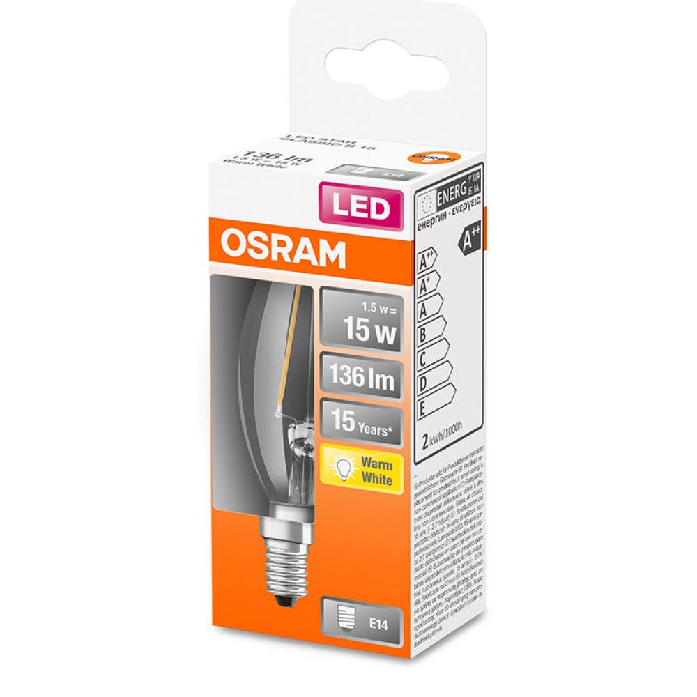 Kertapera LED E14 2700K Osram 1,6W Ø35 mm