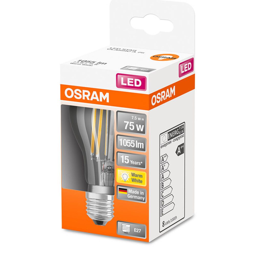 Ljósapera LED E27 2700K Osram 8W