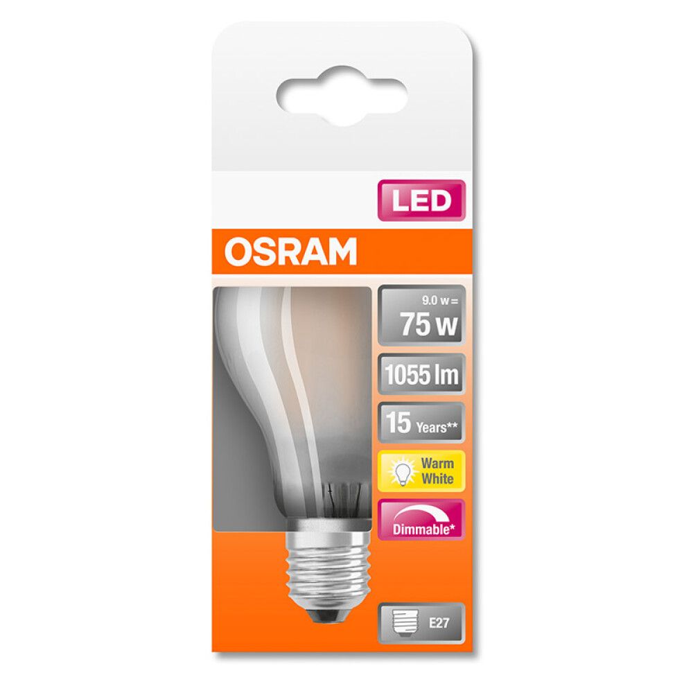 Ljósapera LED E27 2700K Osram 8,5W Ø60 mm reykt