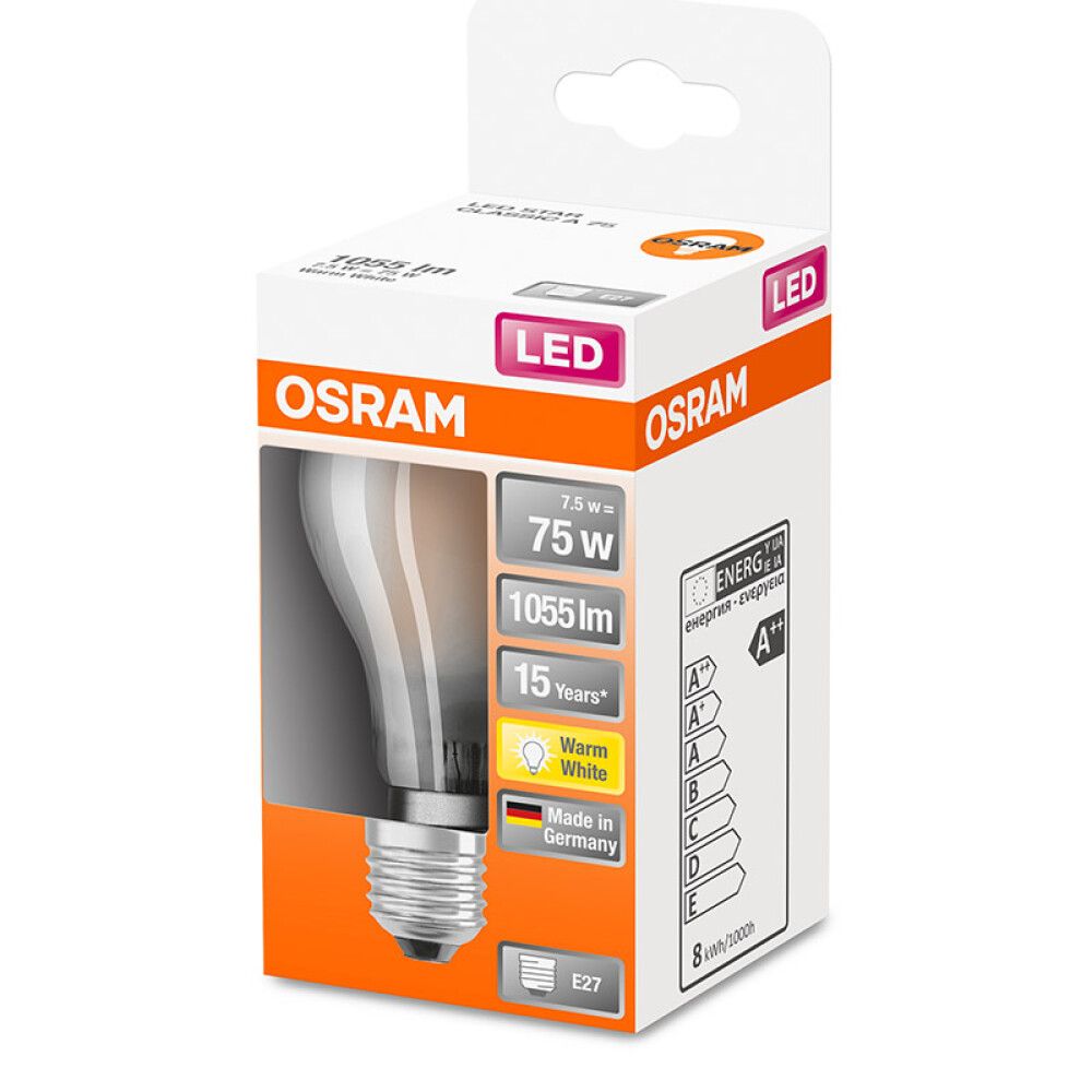 Ljósapera LED E27 2700K Osram 8W Ø60mm