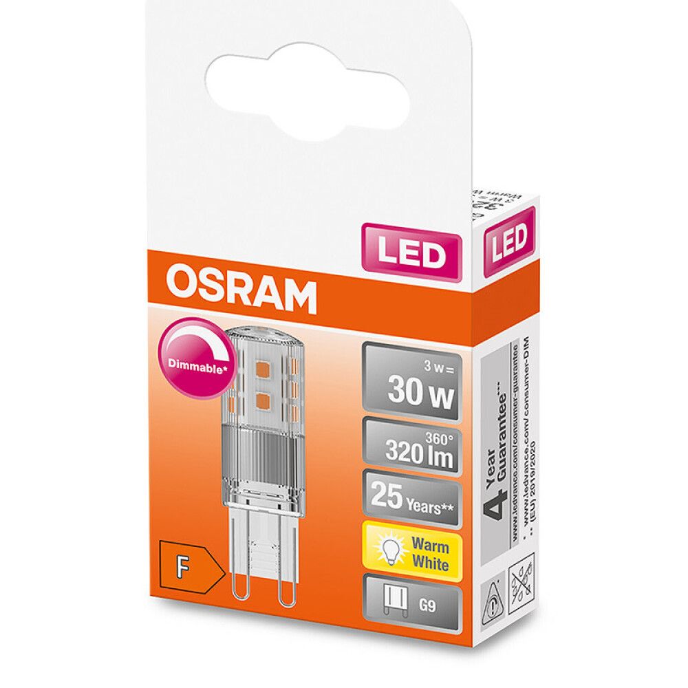 Ljósapera LED G9 2700K 3W Osram