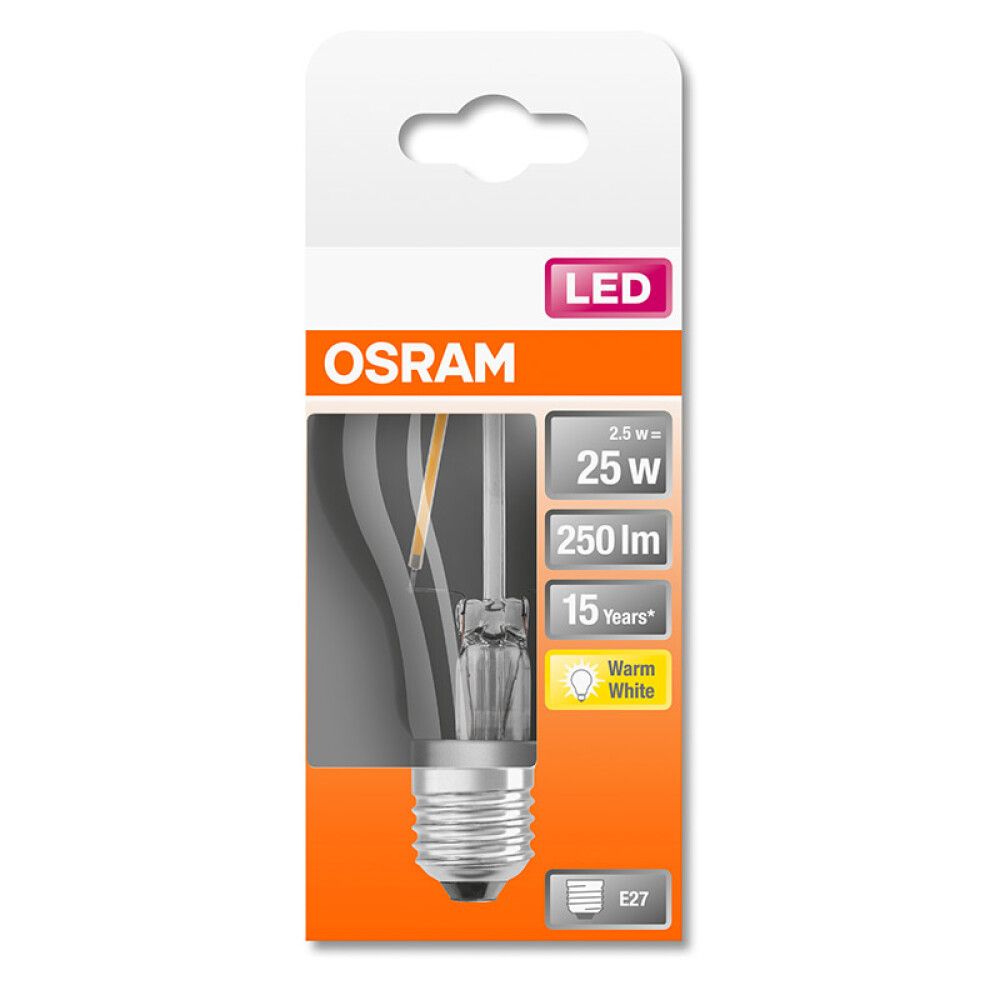 Ljósapera LED E27 2700K Osram 2,5W Ø60 mm