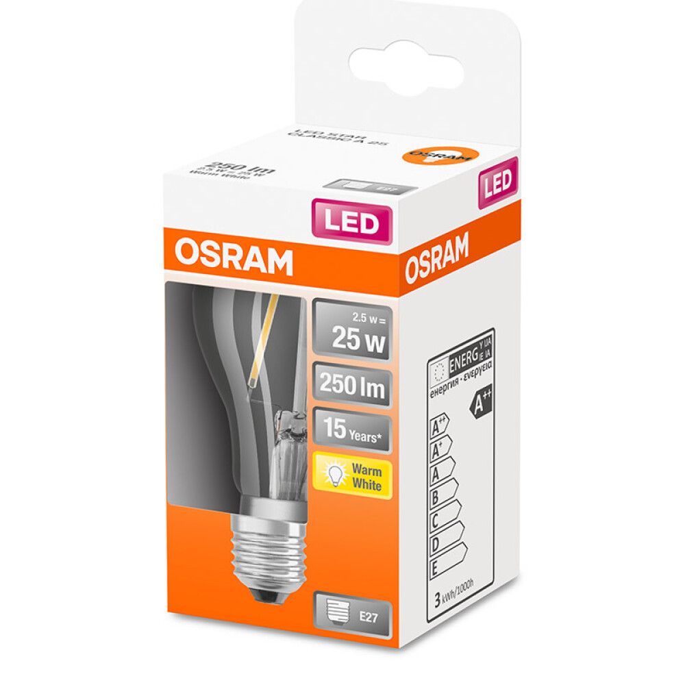 Ljósapera LED E27 2700K Osram 2,5W Ø60 mm