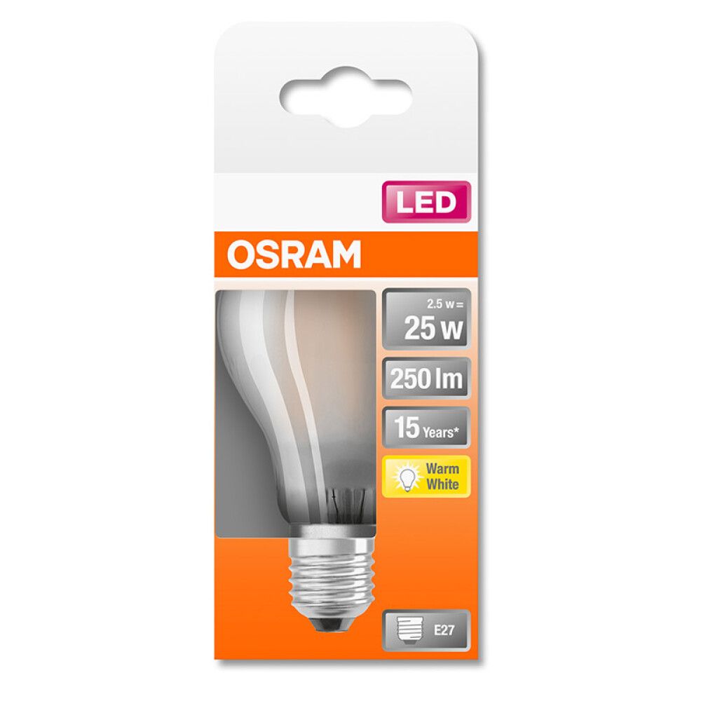 Ljósapera LED E27 2700K Osram 2,5W