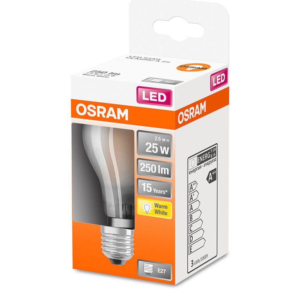 Ljósapera LED E27 2700K Osram 2,5W