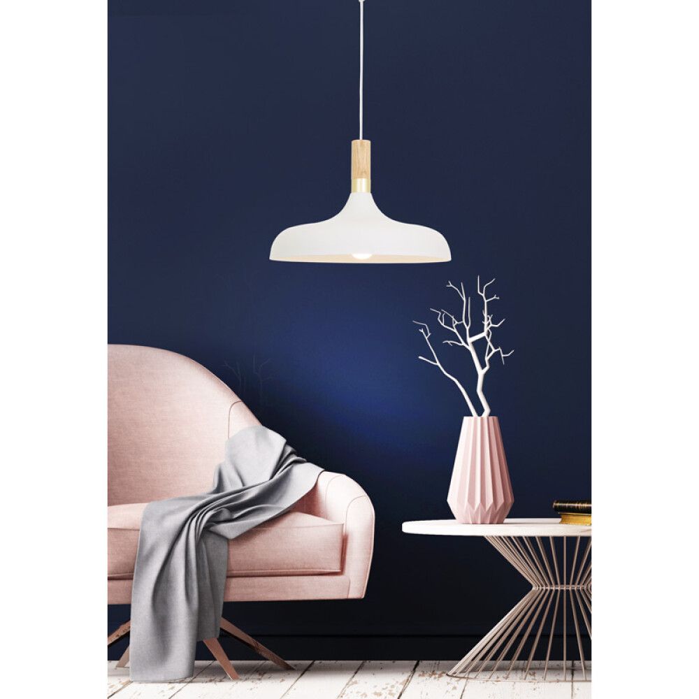 Hangandi ljós E27 Sense Ø34cm hvítt/tré