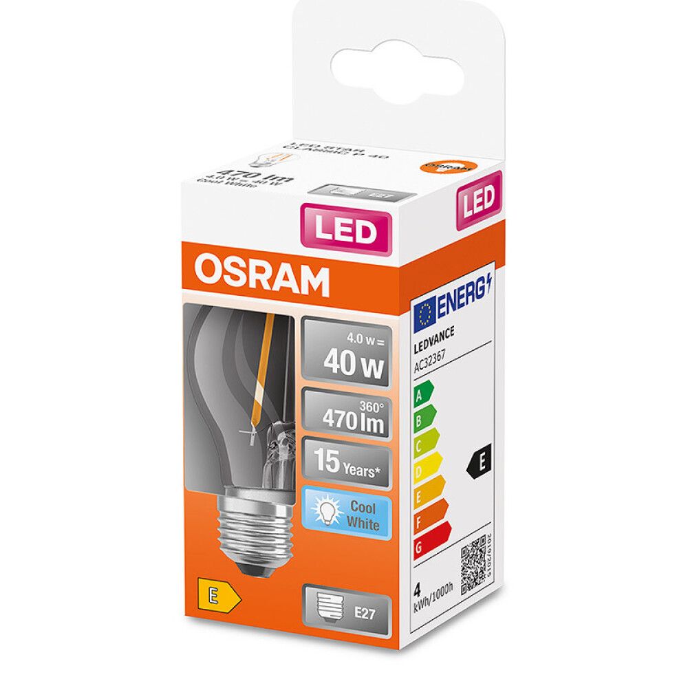 Ljósapera LED E27 4000K Osram 4W Ø4,5 mm
