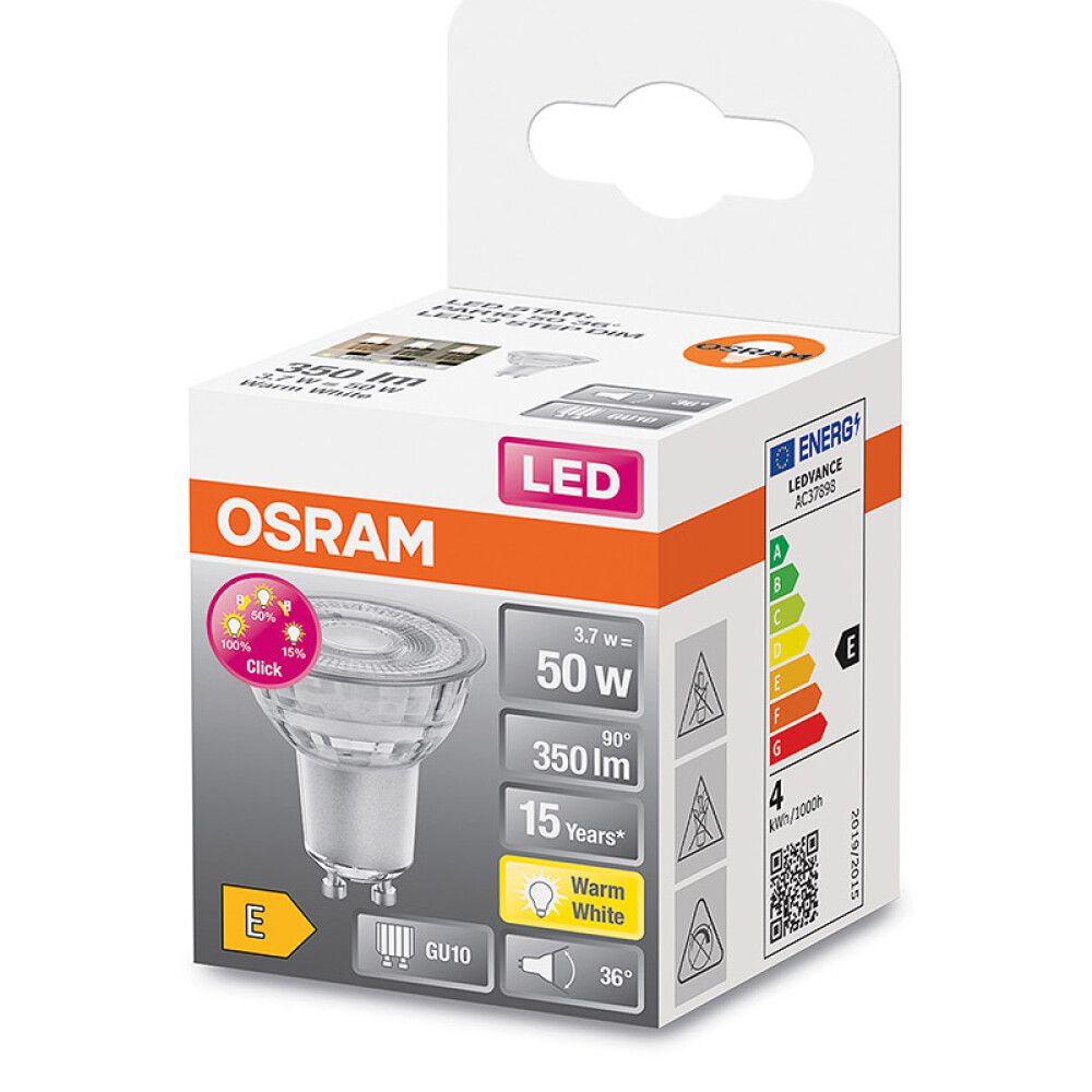 Kastarapera LED GU10 innbyggður dimmer 2700K Osram 4,5W