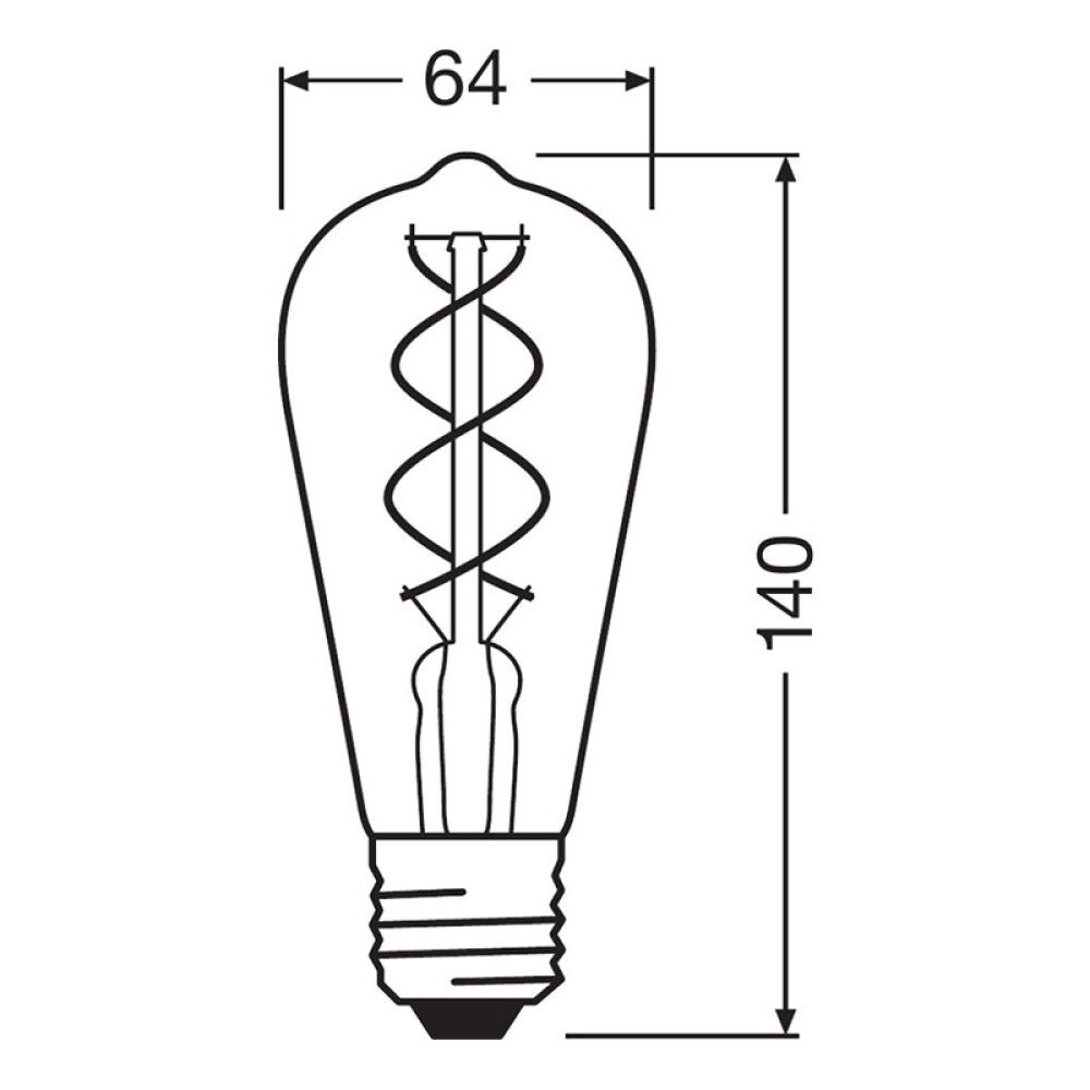 Skrautpera LED E27 1800K Osram 5W Ø6,4 mm