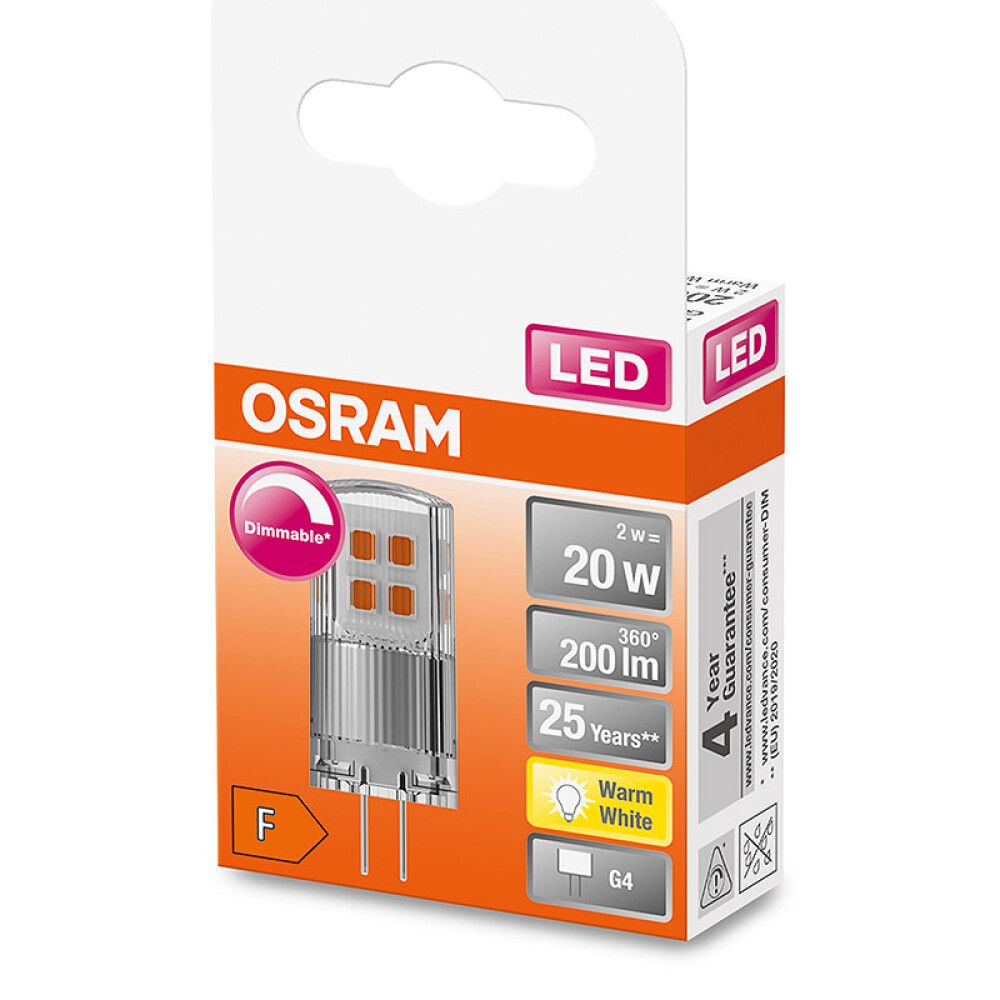 Ljósapera LED G4 2700K Osram 2W Ø1,5 mm