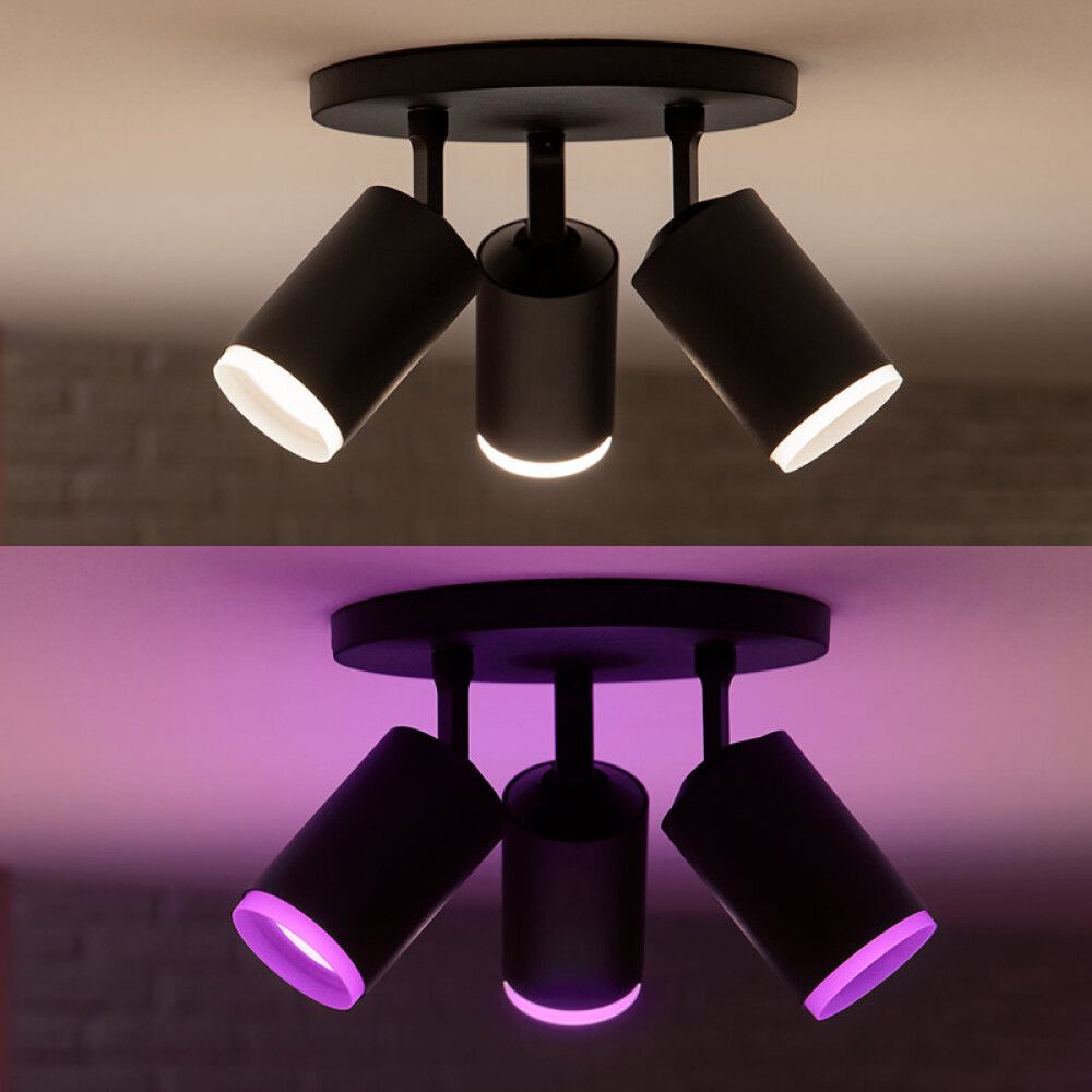 Kastarar 3xGU10 Fugato Philips Hue Ø19.5 cm svartir