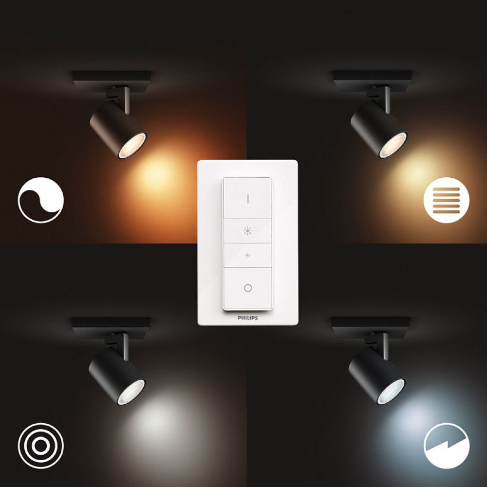 Veggljós GU10 Philips Hue svart
