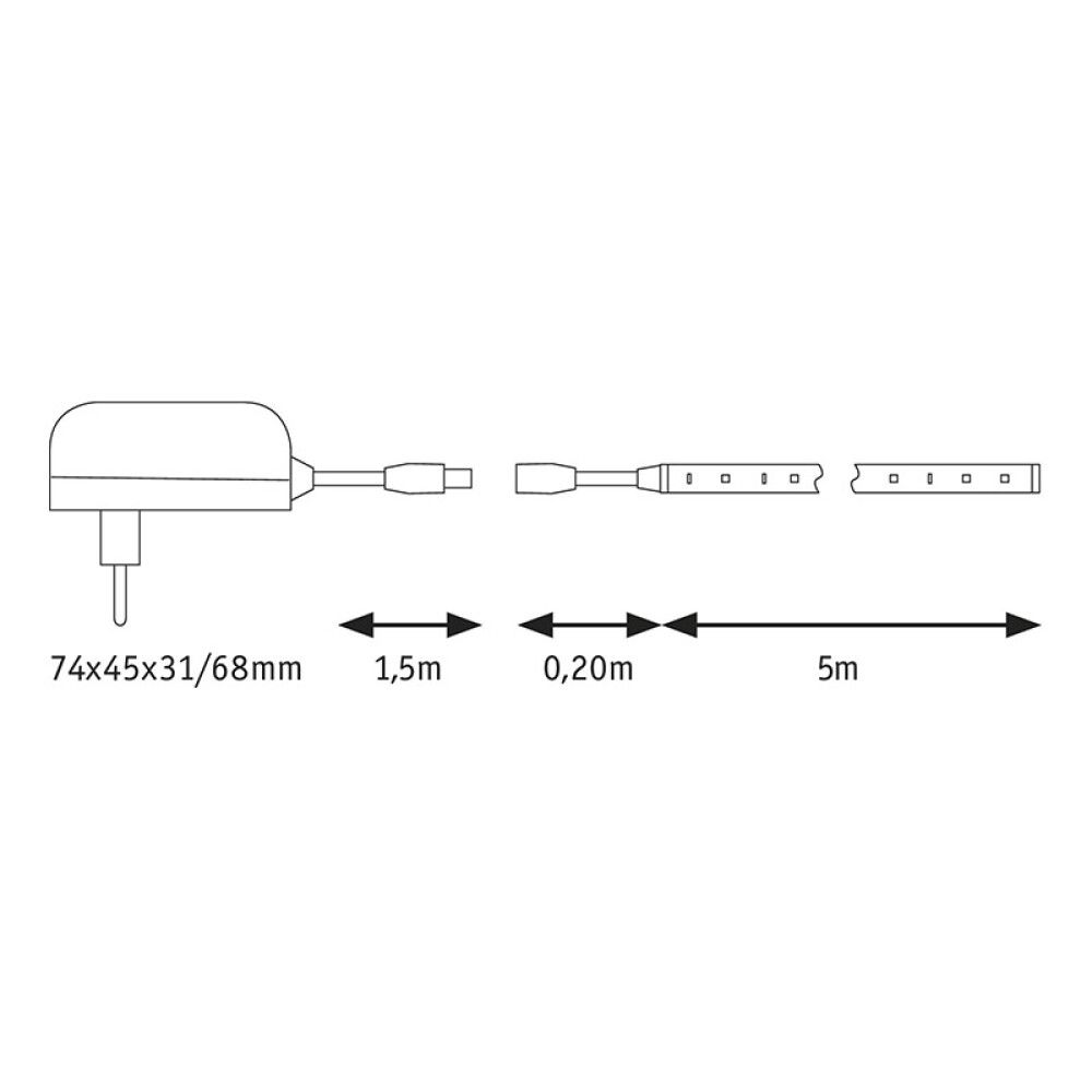 Ljósborðasett SimpLED Paulmann RGB 5m með húðun hvítt