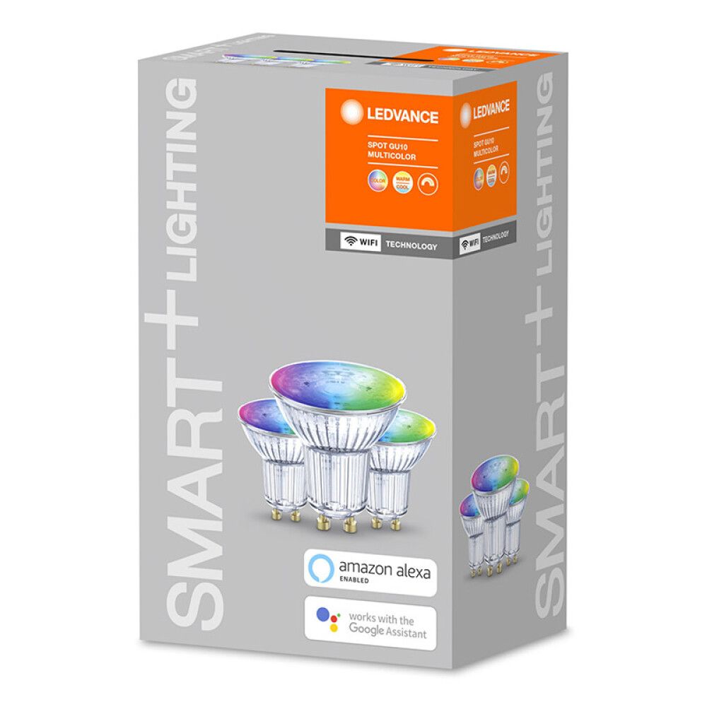 Snjallpera 3 stk LED GU10 RGBW Ledvance Smart+ 4,9W Ø50 mm