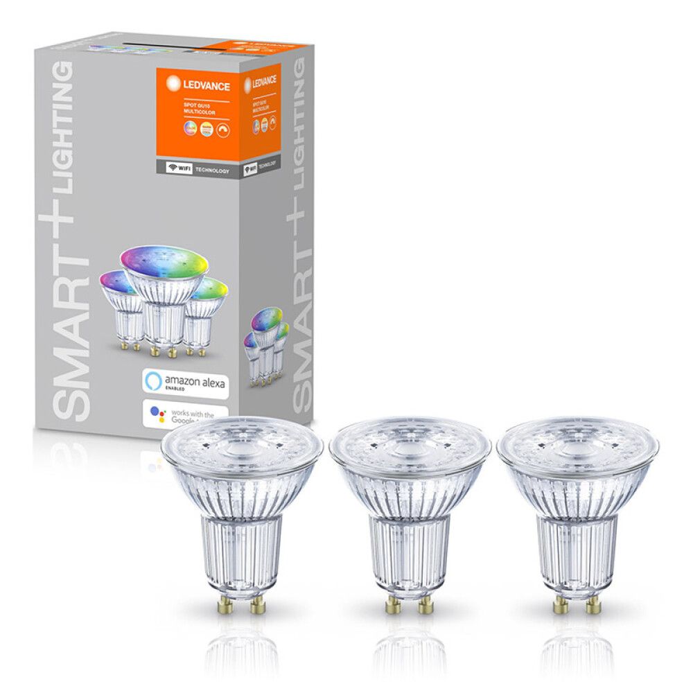 Snjallpera 3 stk LED GU10 RGBW Ledvance Smart+ 4,9W Ø50 mm