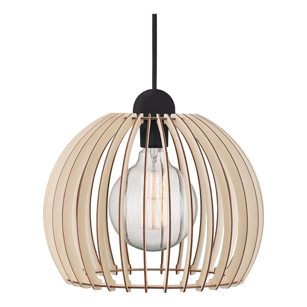 Hangandi ljós E27 Chino viður Ø30 cm