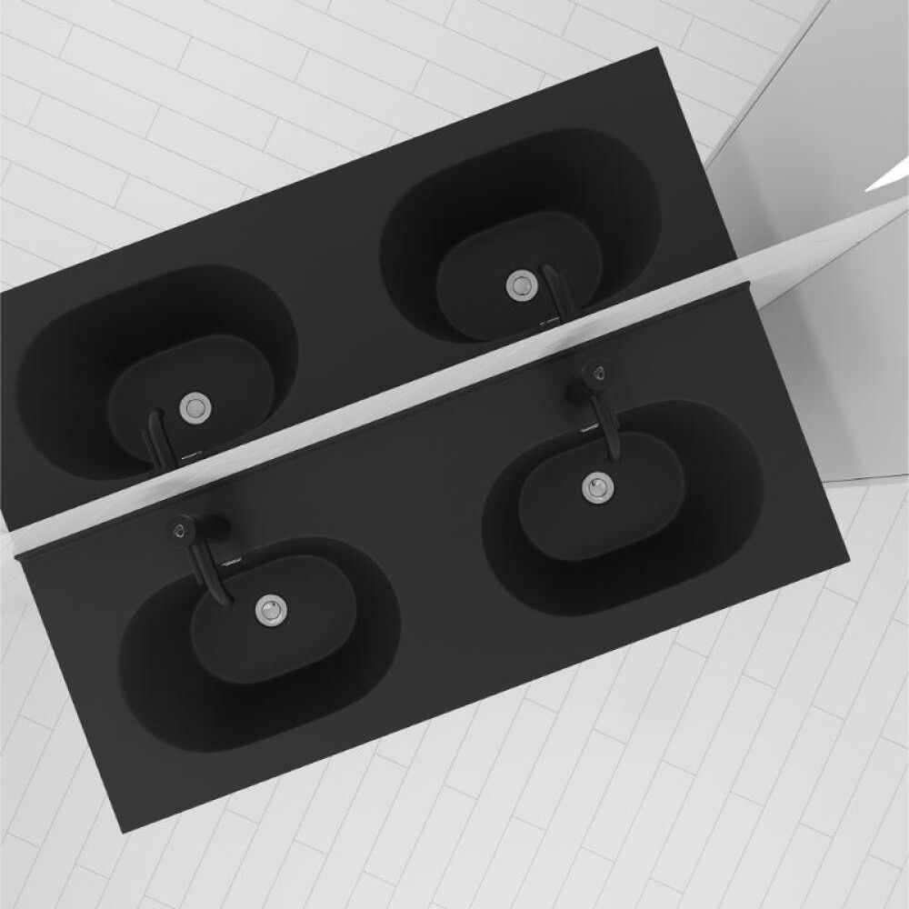 Handlaug tvöföld 120x46 cm Svanholm Rendalen matt svört