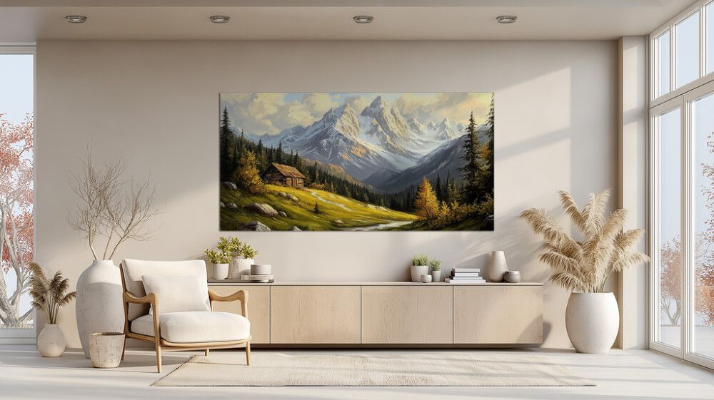 Hljóðvistarmynd landslag bjarg 2420x1220x20 mm InEx