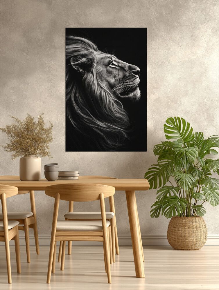 Hljóðvistarmynd ljón svarthvítt 800x1220x20 mm InEx