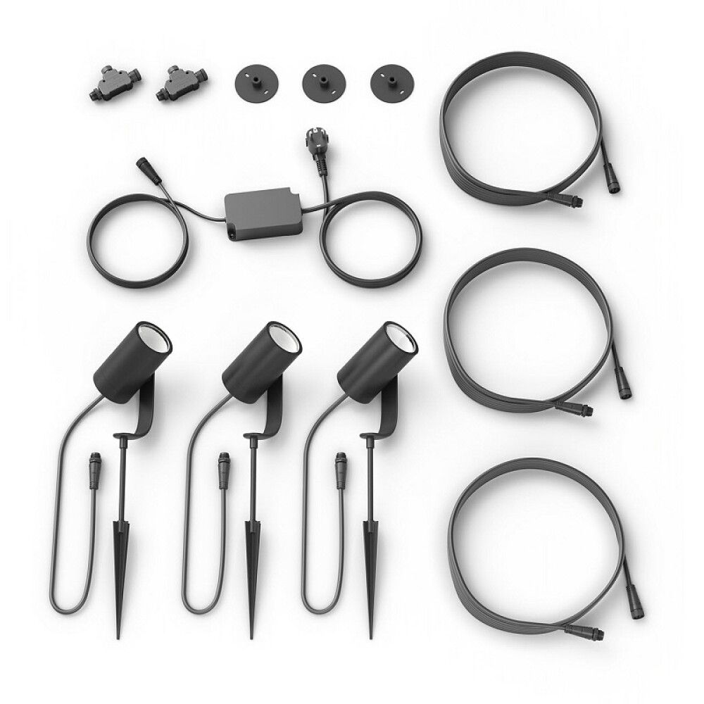 Kastari LED RGB 3x8W Lily Spike Pgilips Hue 3stk svört