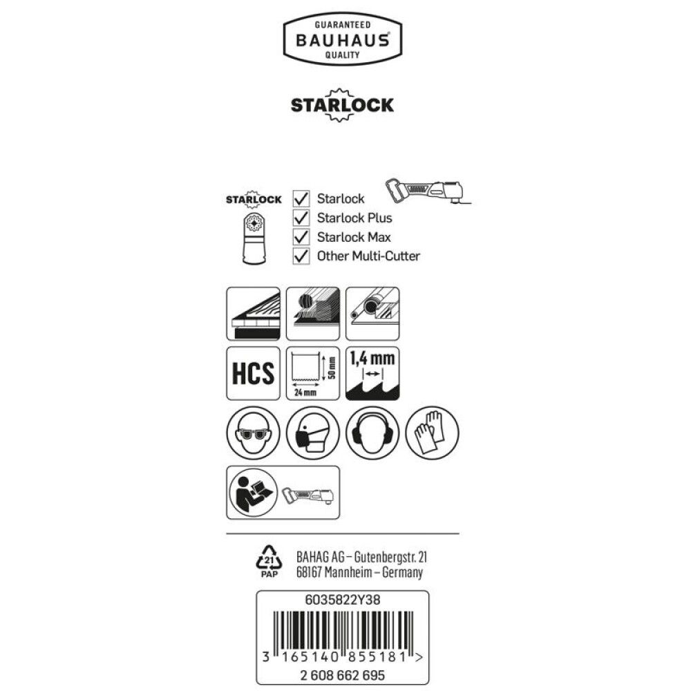 Sagarblað fyrir fjölnotavél 24x50 mm tré Craftomat