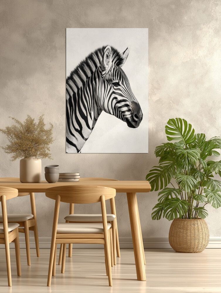 Hljóðvistarmynd sebrahestur svarthvítur 800x1220x20 mm InEx