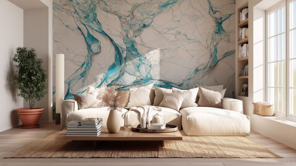 Hljóðvistarmynd marmari ljósblár 3600x2420x20 mm InEx