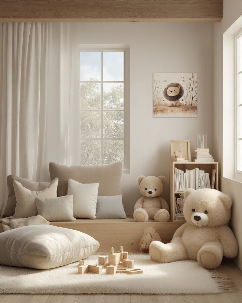 Hljóðvistarmynd sitjandi ljón 600x600x20 mm InEx