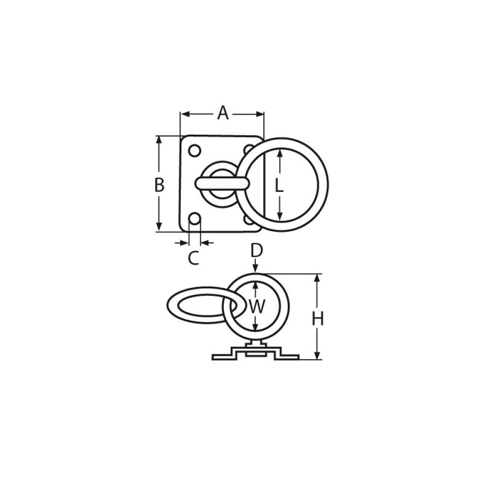 Fótur fyrir handrið 60° Ø25 mm Marinetech 8202 A4