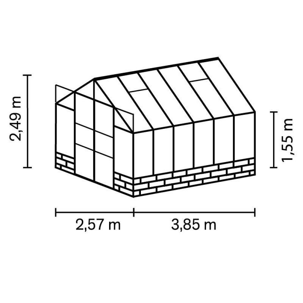 Gróðurhús Cassandra 9,9 m² svart 3 mm hert gler