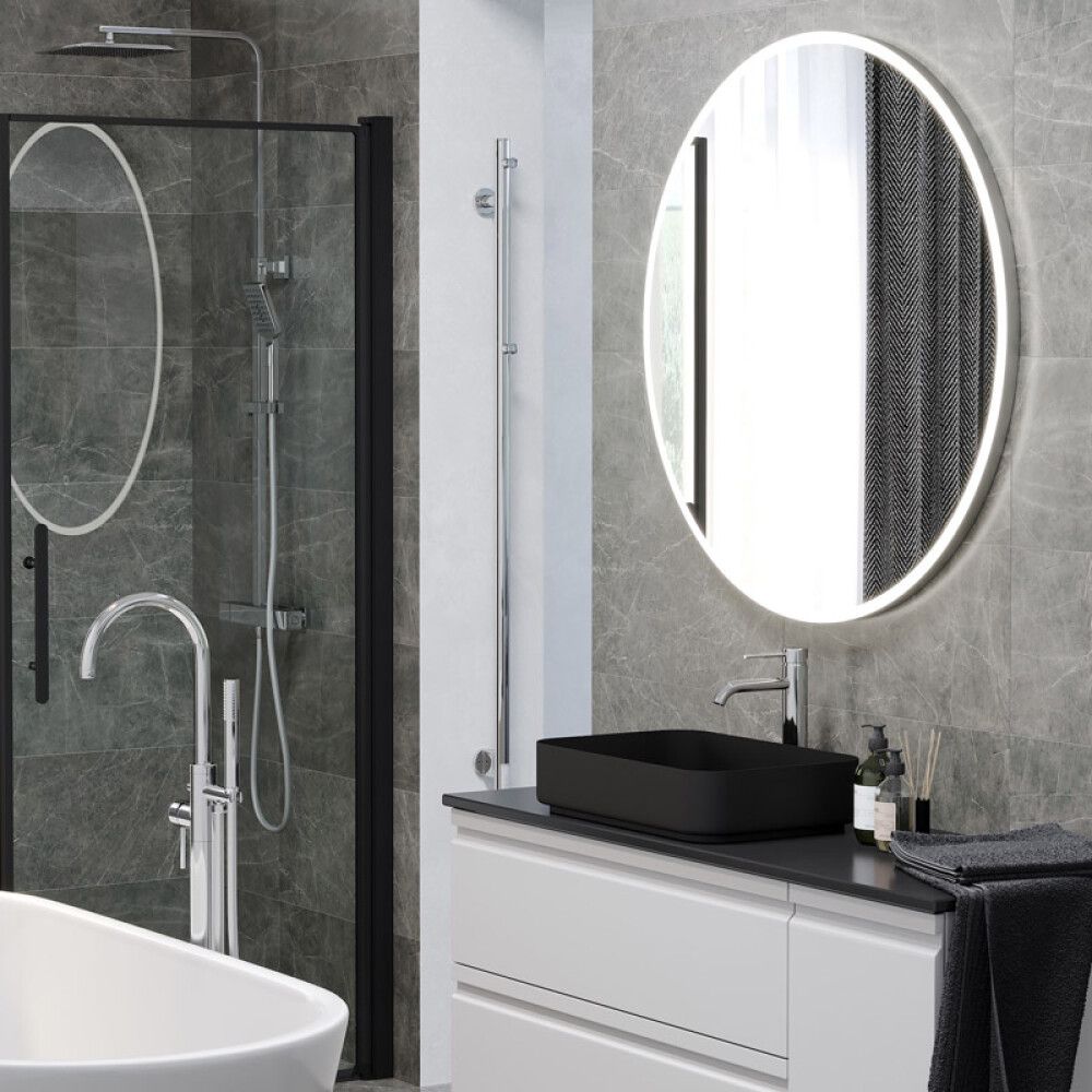 Spegill hringlaga LED rammi 100 cm Skärgård