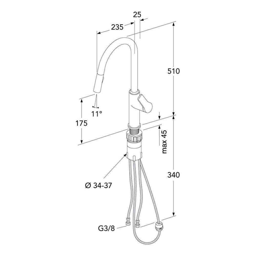 Eldhústæki Gustavsberg Epic Matt Svart útdraganlegur stútur